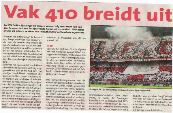 VAK410 BREIDT UIT AJAXLIFE 2005